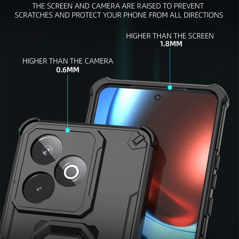 KEYSION Shockproof Armor Case for Realme GT 7 7T Silicone+PC Upright Metal Live Ring Stand Phone Cover for OPPO Realme GT 7T 5G