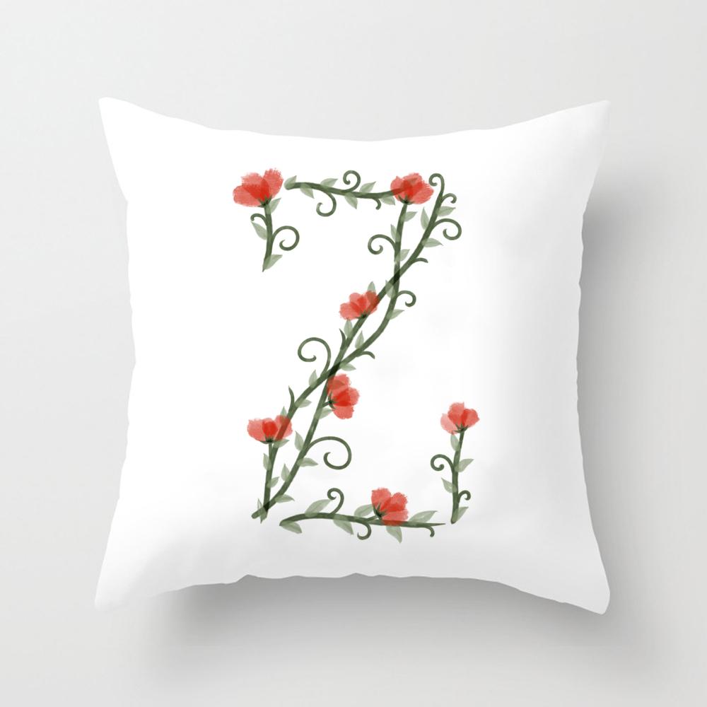 

Цветочный алфавит эффект букв принт белый квадрат наволочка подушка чехол для подушки для взрослых детей дома новоселье день рождения подарки M