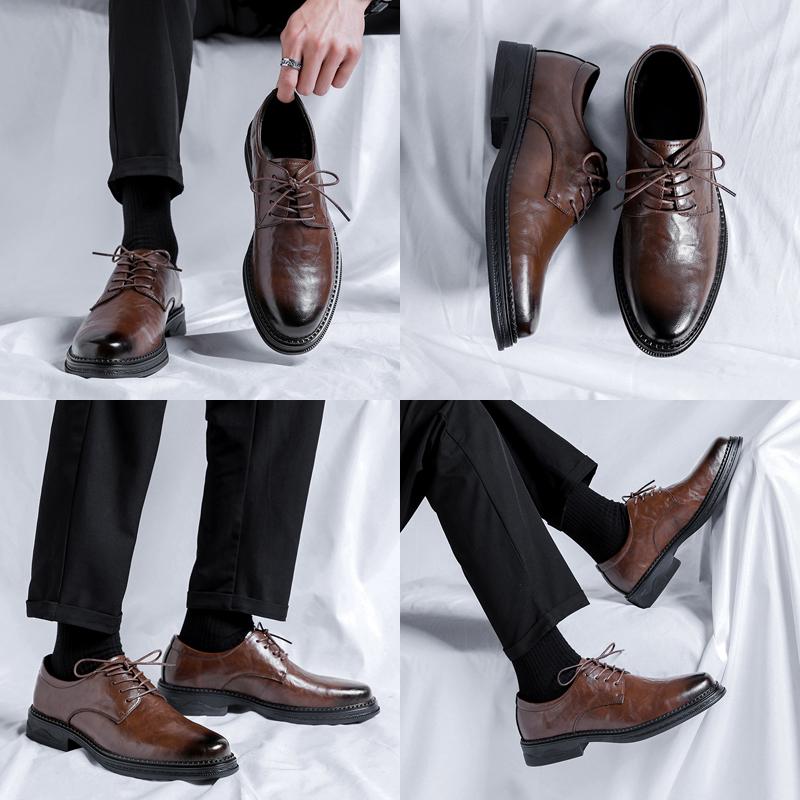 Breathable Brock leather shoes dress business sense inner height increase casual suit height increase wedding groom shoes