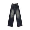 Mom Jeans Washed Boyfriend Jeans Übergröße Hohe Taille Lockere Jeans für Damen Bequeme Mode Lässig Gerades Bein Baggy Hose