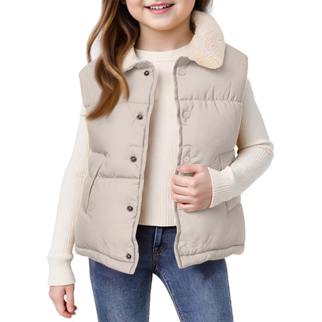 Kids' Stand Collar Vest - Solid Color Sleeveless