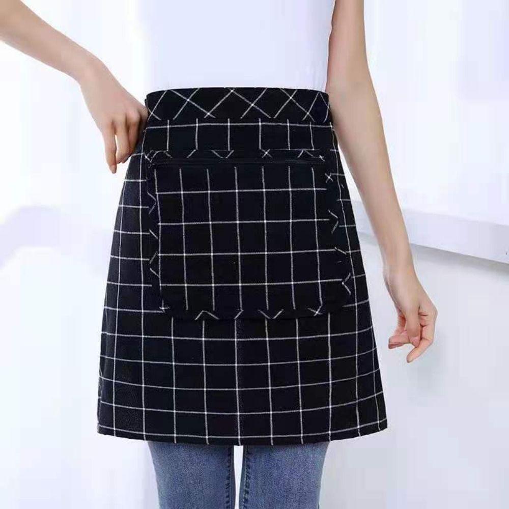 

Cotton Kitchen Apron Breathable Half-length Waist Pinafore Simple Work Apron Home Kitchen чёрный