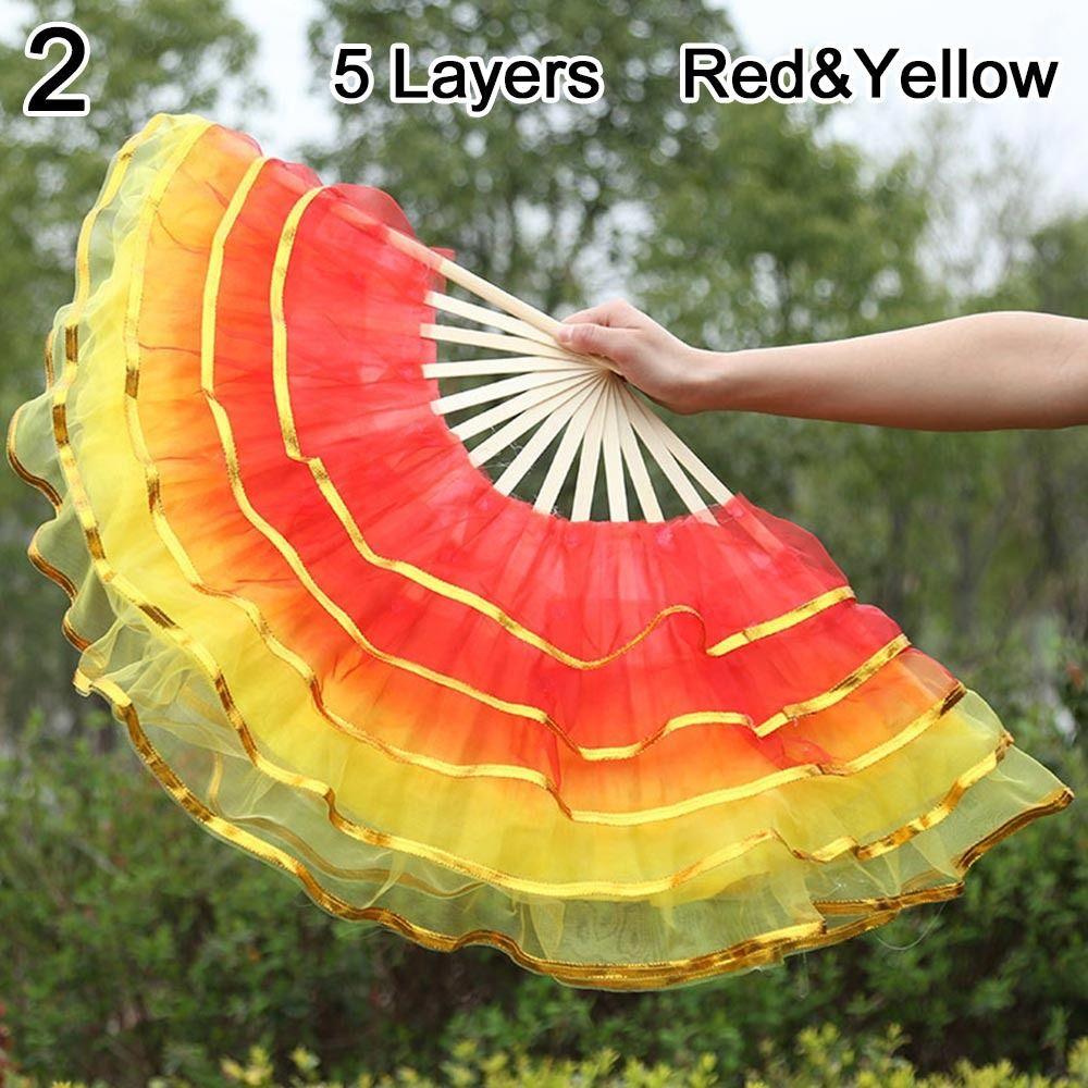 Long Imitation Dancer Practice Long Silk Fans Belly Dancing Fan Silk Fans Rayon Silk Fans