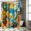 Turquoise and White Vertical Stripe Shower Curtain 160x180cm Coastal Style Bathroom Decoration
