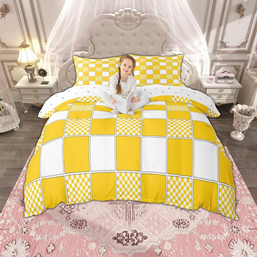 Homewish Geometric Checkered Duvet Cover Set, Reversible Quilt Cover Set, Grid Buffalo Plaid Bedding Set
