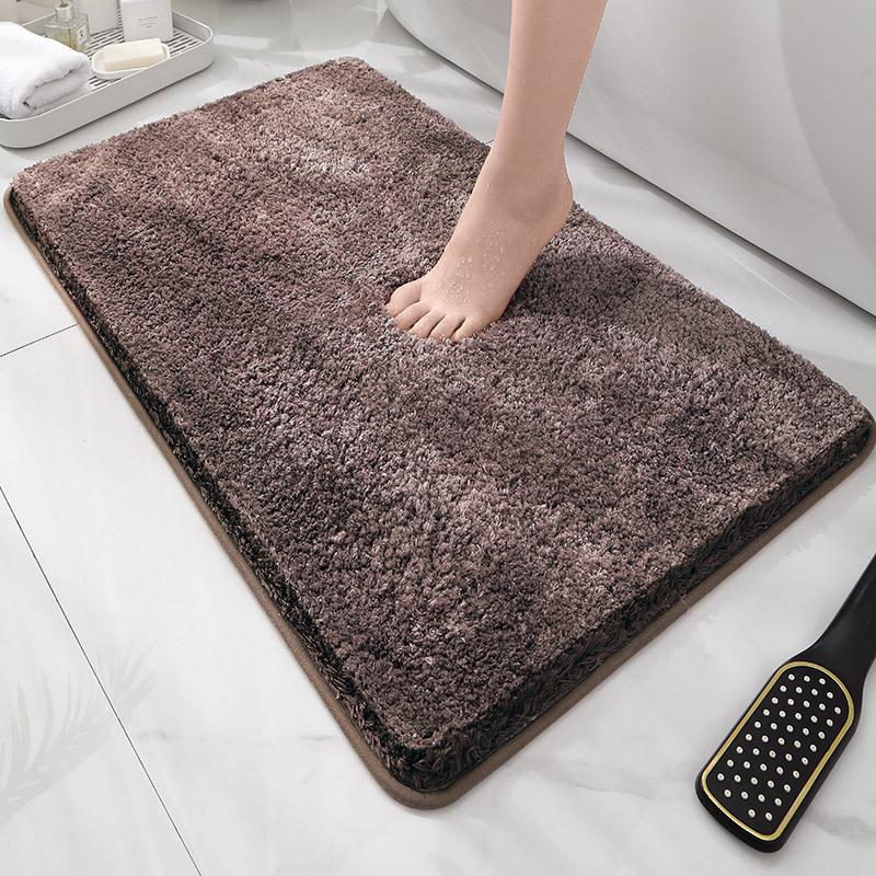 Modern Minimalist Solid Color Floor Mat, Square Long Plush, Thickened Absorbent Carpet, Bathroom Door Mat, Non Slip Mat