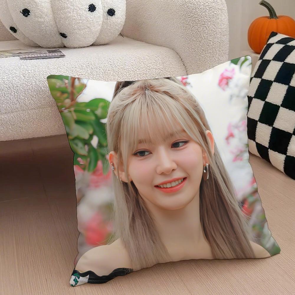 singer cute SSakura Miyawaki Cushion Cover Throw Pillow Cover Hidden Button Durable Polyester Chair Cushion