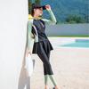 Women's Three-Piece Swimsuit: 2026 Sun Protection with Long Sleeves & Pants for Diving & Hot Springs.