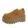 Spring and autumn new muffin thick-soled retro big head ugly cute casual women's matte leather lazy shoes