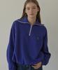 Nonlocal Rose Wappen Rib Block Half Zip-Up Sweatshirt - Blue