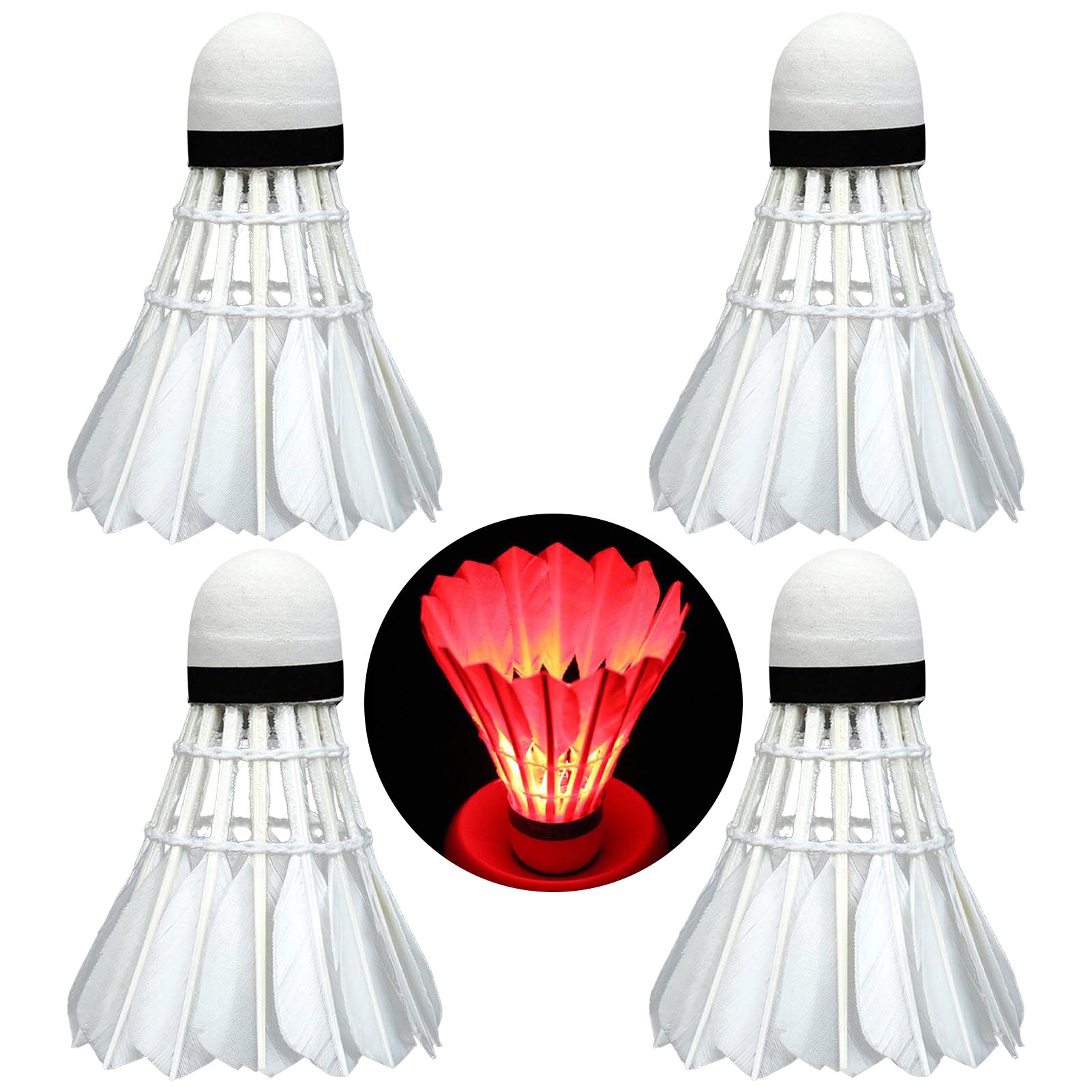 

4pcs LED Badminton Shuttlecocks Badminton with Light Suitable for Outdoor and Indoor Sports красный
