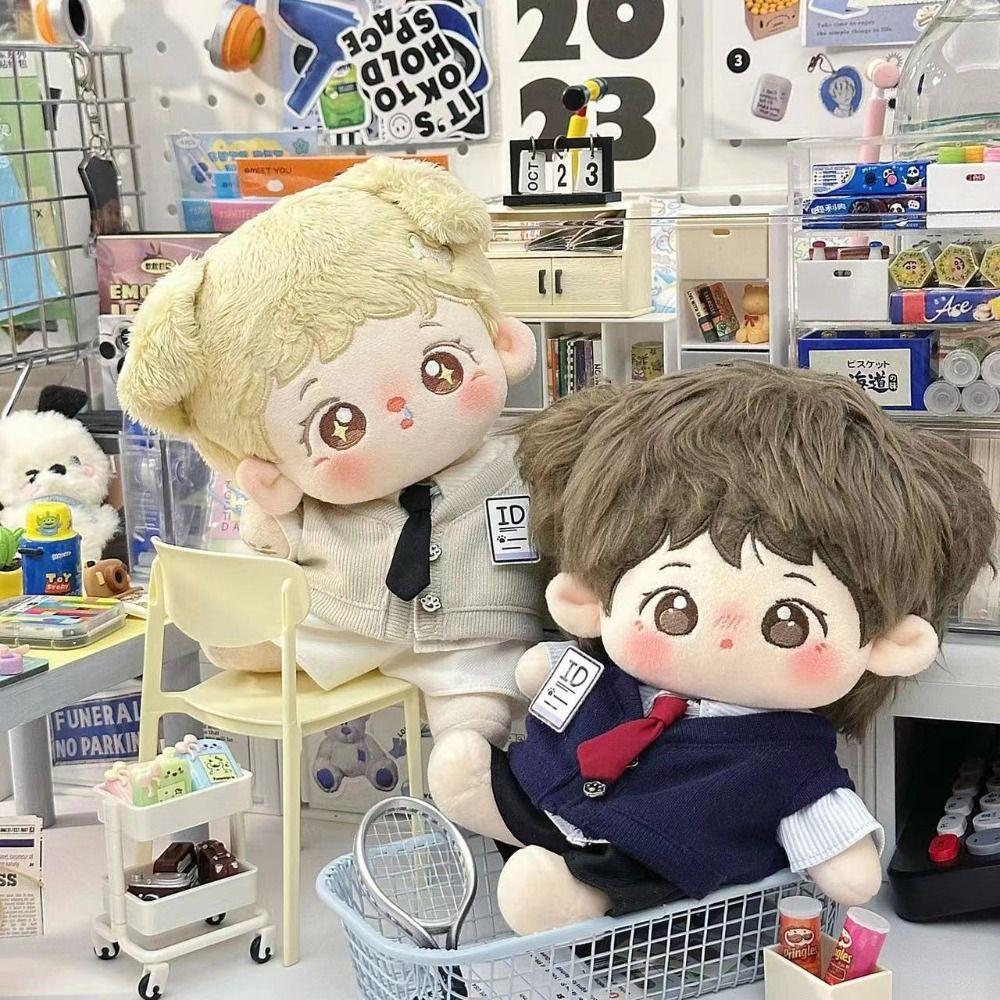 20cm Miniature School Uniform Doll Accessoires Doll Shirt Vest Pants Cotton Stuffed Doll