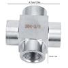 304 Stainless Steel Tee 4-Way G3Celsius8 Female Thread Pipe Fitting Connector Adapter