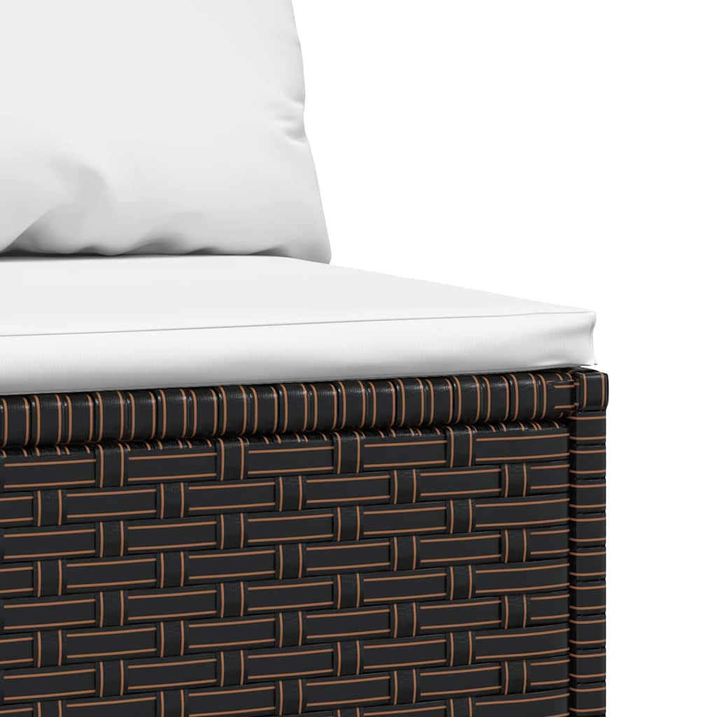 vidaXL Garten-Mittelsofas mit Kissen 2 Stk. Braun Poly Rattan