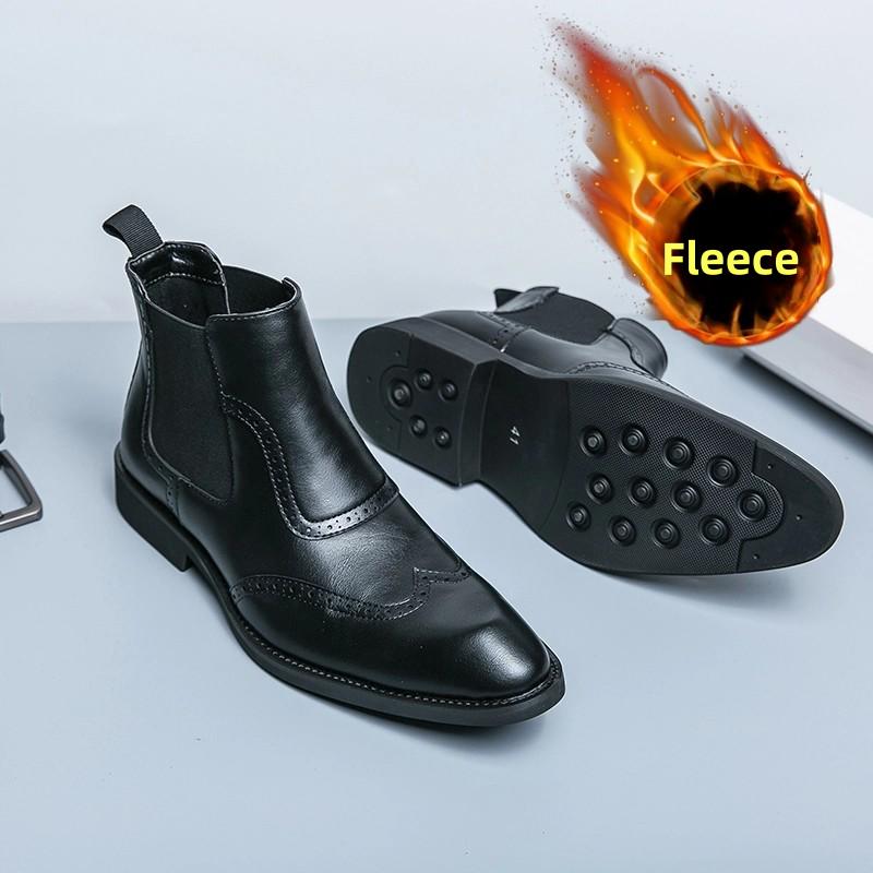 Boots Men Casual Comfortable Fashionable Block Boots Men Business Office Brand Chelsea Boots Black Brown Size 38-45 Men Boots