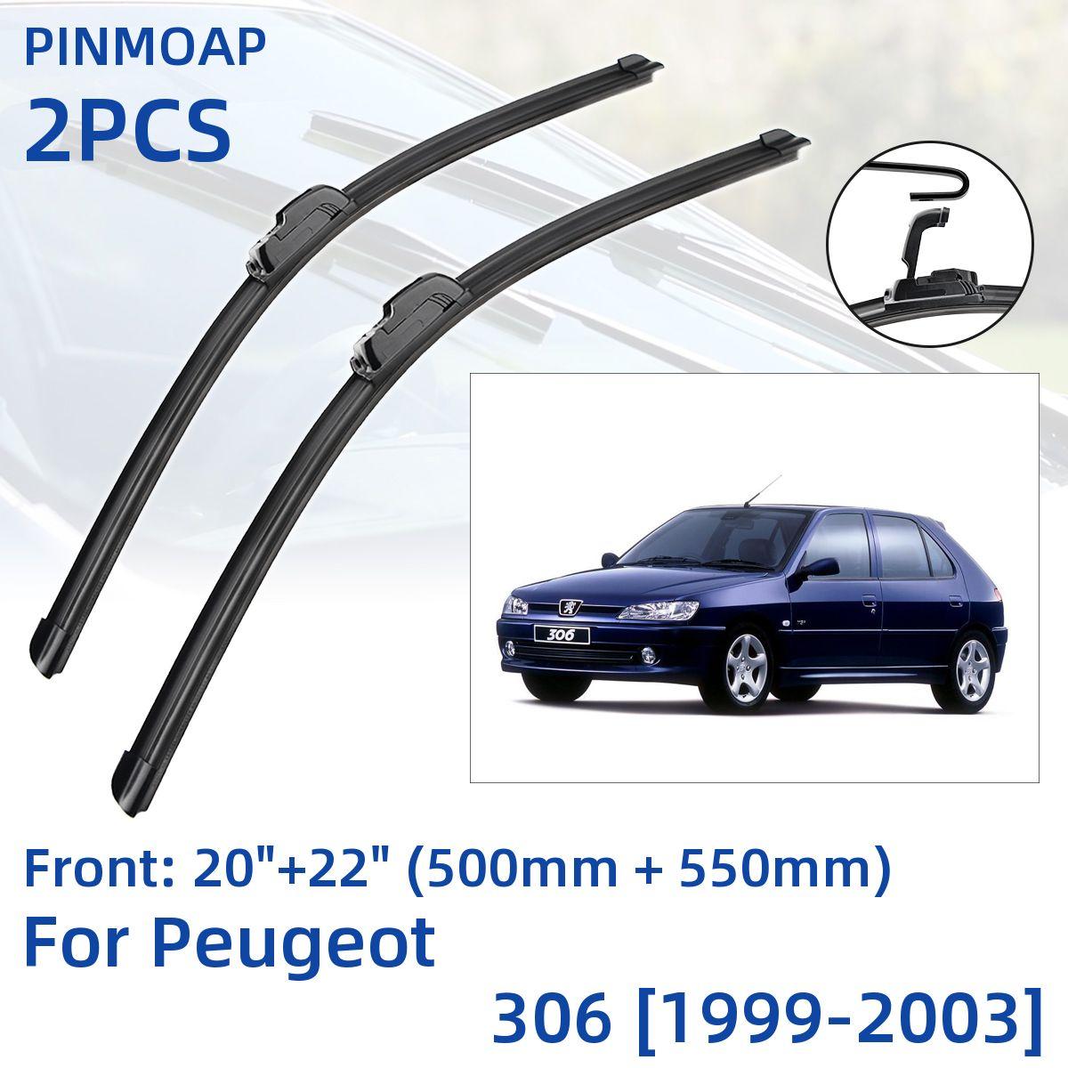 

2 шт. передние щетки стеклоочистителя для Peugeot 306 1999-2003 20 + 22 оконные щетки резак аксессуары 1999 2000 2001 2002 2003