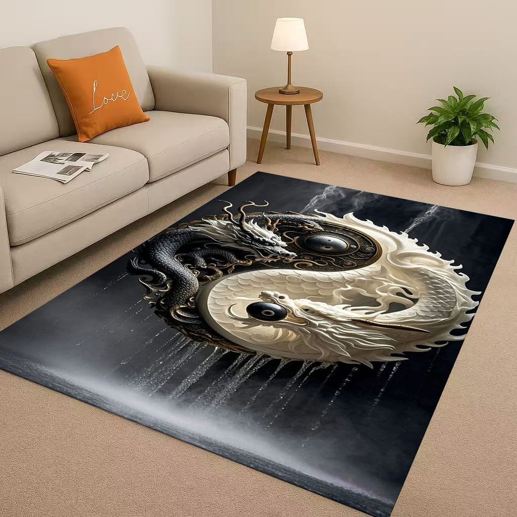 New Yin Yang Chinese Tai Chi Natural Balance Art Living Room Non-Slip Area Rug Soft Carpet for Bedroom Sofa,Home Decor Doormat