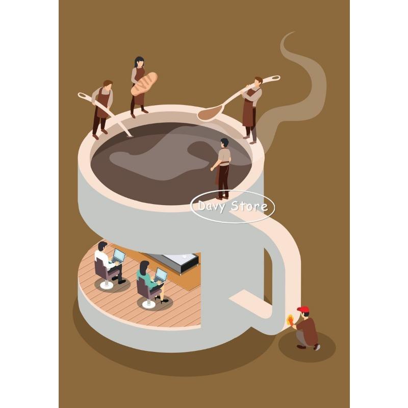 Coffee Beans Coffee Cup Espresso Poster and Print Canvas Painting Wall Art Picture for Coffee Bar Cafe Home Decor Cuadros