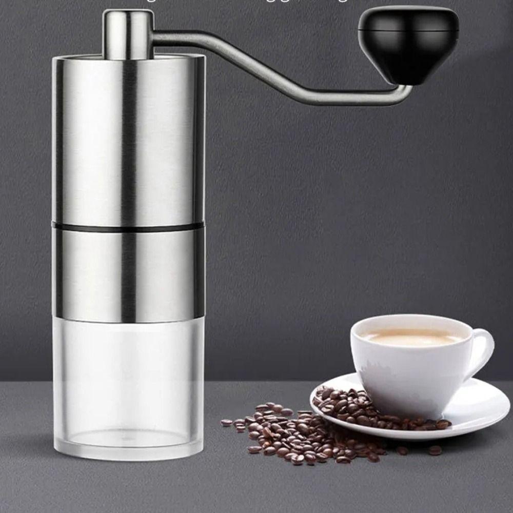 5-Gears Adjustable Coffee Bean Grinder Clear Bin Comfortable Handle Manual Coffee Grinder Effort Saving Detachable