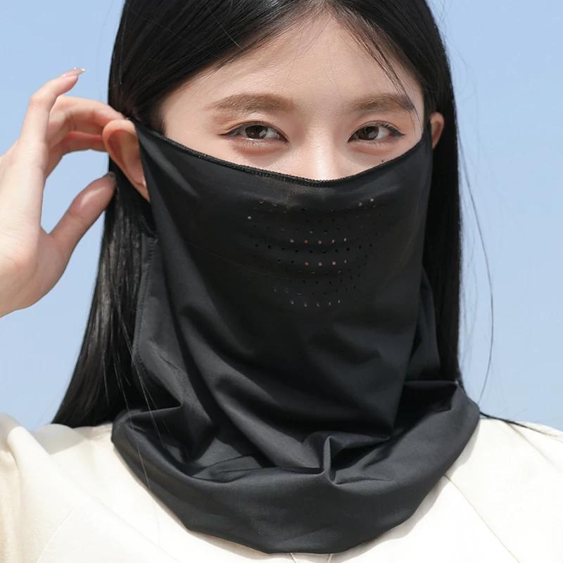 Summer Sun Protection Mask, Ear-Hanging Cycling Face Mask, Neck Gaiter, Ice Silk Headscarf, Men's and Women's Outdoor Sports Fishing