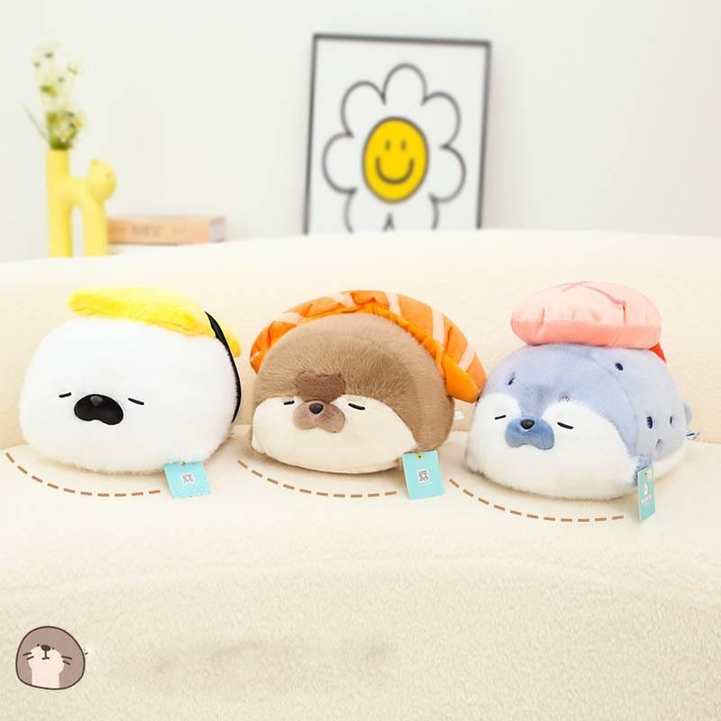 Sushi Otter Sea Plush Keychain Cute Animal Backpacks Keyrings Birthday Gift