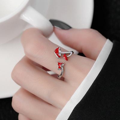 Daily Fashion Jewelry Gift For Women Red Mushroom Cute Ring Popular  Handmade