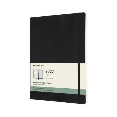 Moleskine Notebook 2022 January Start 12 Months Weekly Diary Black Soft Cover XL Size Black DSB12WN4Y22