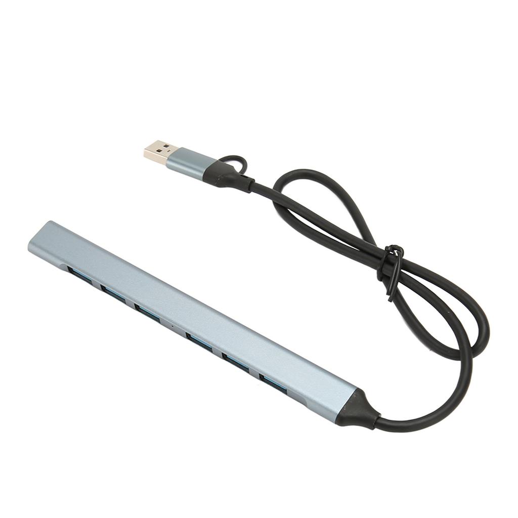 Type C Hub 7 Interfaces 5Gbps Aluminium Alloy Plug and Play Space Gray USB 3.0 Docking Station for Desktop Laptop PC