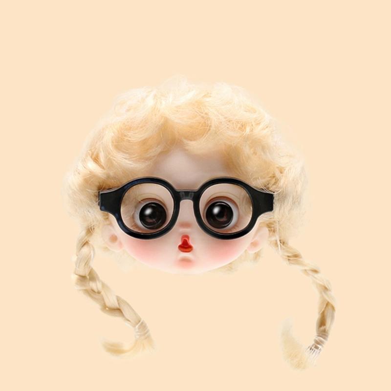 5Pieces Black Frame Glasses Mini Doll Accessory Doll Photo Props Round Square Frame Glasses Miniatures Doll House Props