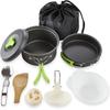 Outdoor Camping Cooking Set Pot Pan Set Camping Cookware Set 1-2 Person Travel Cutlery Utensils with Bag Hiking Picnic Equipment