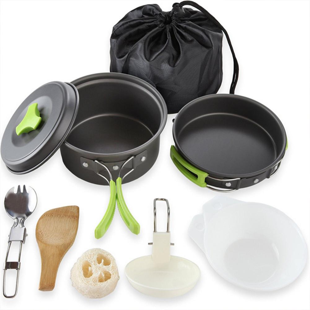 Outdoor Camping Cooking Set Pot Pan Set Camping Cookware Set 1-2 Person Travel Cutlery Utensils with Bag Hiking Picnic Equipment
