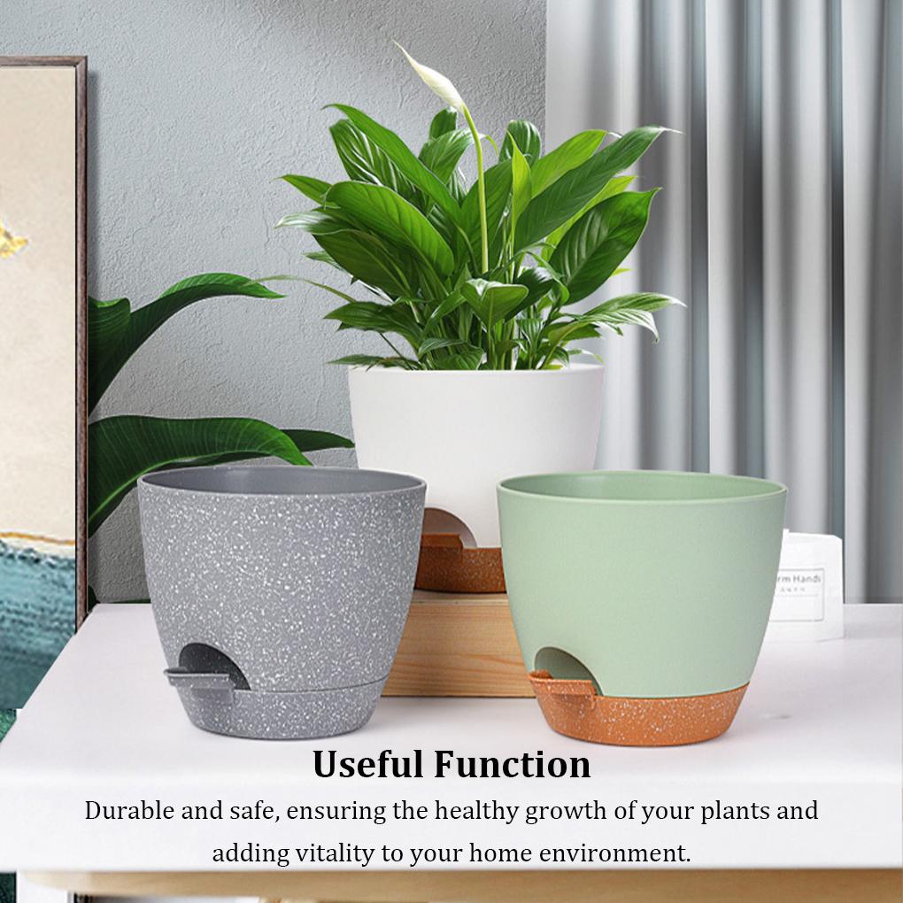 3Pcs Flowerpot Lazy Self Watering Flower Pots with Foundation Tray Case Drainage Holes Automatic Vase Living Room