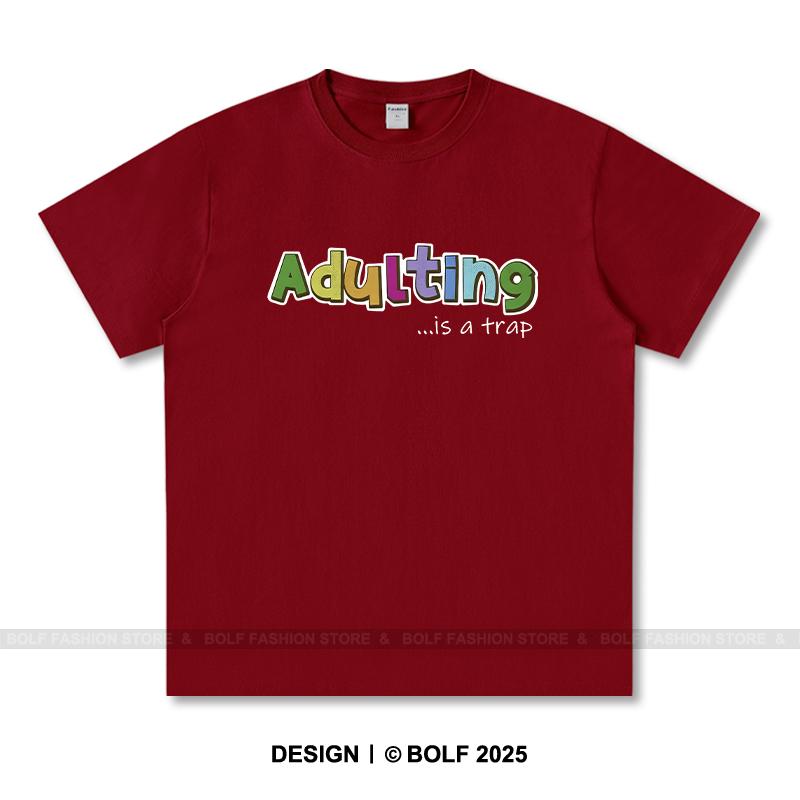 

Женская футболка с принтом Adulting Is A Trap, 100% хлопок, свободные футболки с рисунком Millennial для мужчин, летние топы, узнаваемая уличная одежда XXXL вино красного