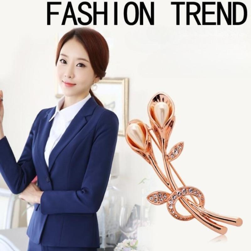 Rose Flower Brooches Rhinestone Brooch for Women Suit Pins Fashion Clothing Wedding Jewelry Accesorios Mujer Gifts