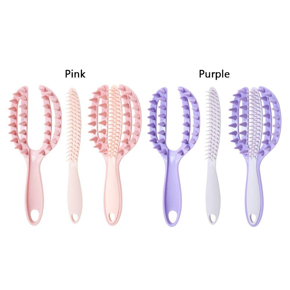 Plastic Hairdressing Comb Pink Purple Openwork Comb High Quality Hair Straightening Comb  Wash Hair