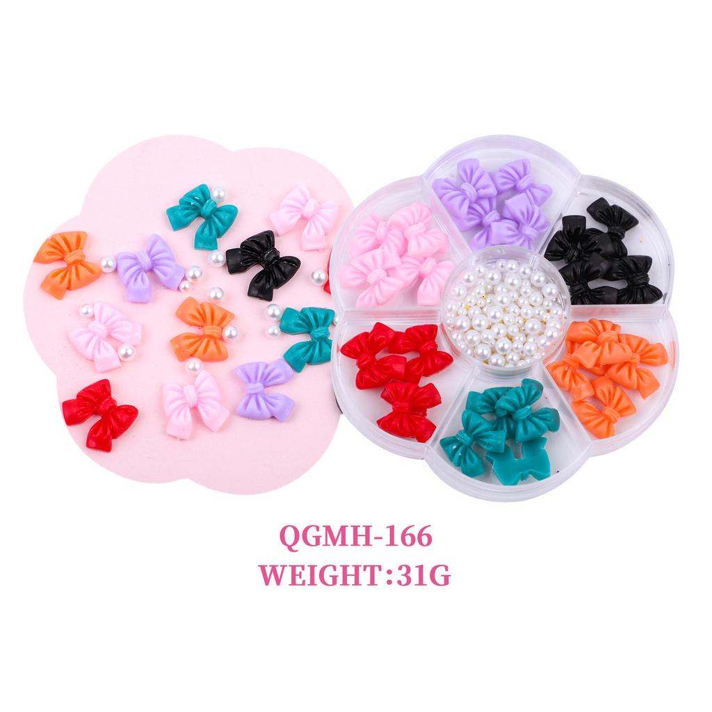 Christmas Velvet Red White Resin Bow New Year'S Nail Art Jewelry Mixed Set Accessories