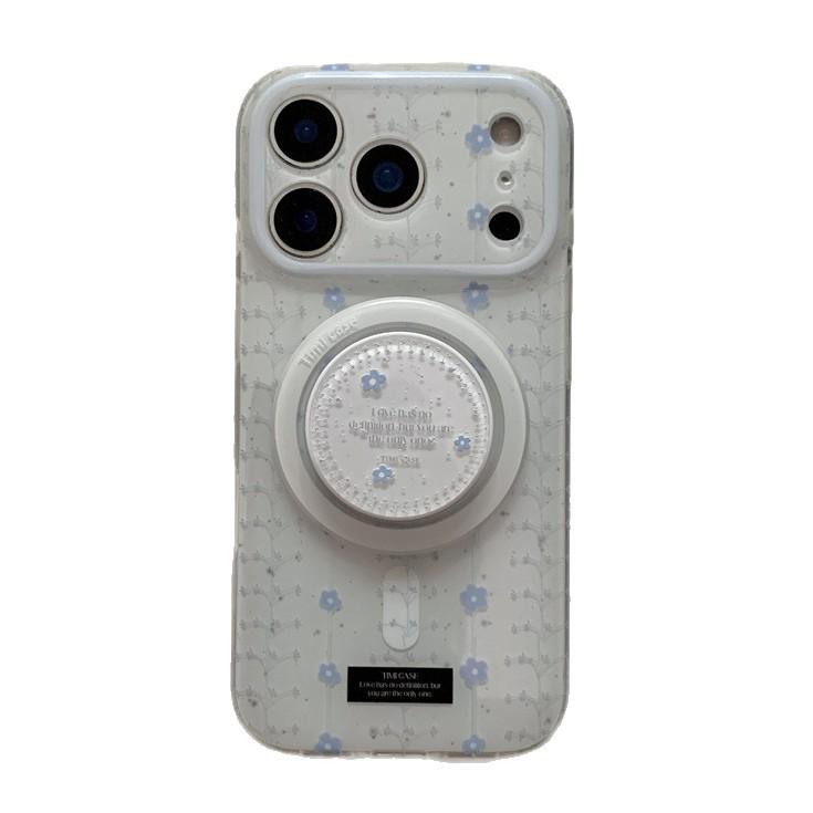 Blue Floral Magnetic Stand Case for iPhone 17, Apple 16 Pro Max/15/14
