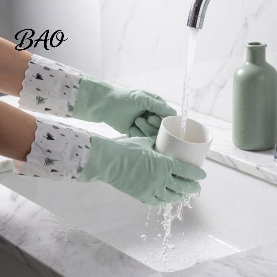 Warm Household Cleaning Gloves Long Sleeves Dishwashing Gloves, Thick Fleece Lining Non-Slip Silicone Rubber for Kitchen And Bath Reusable Waterproof