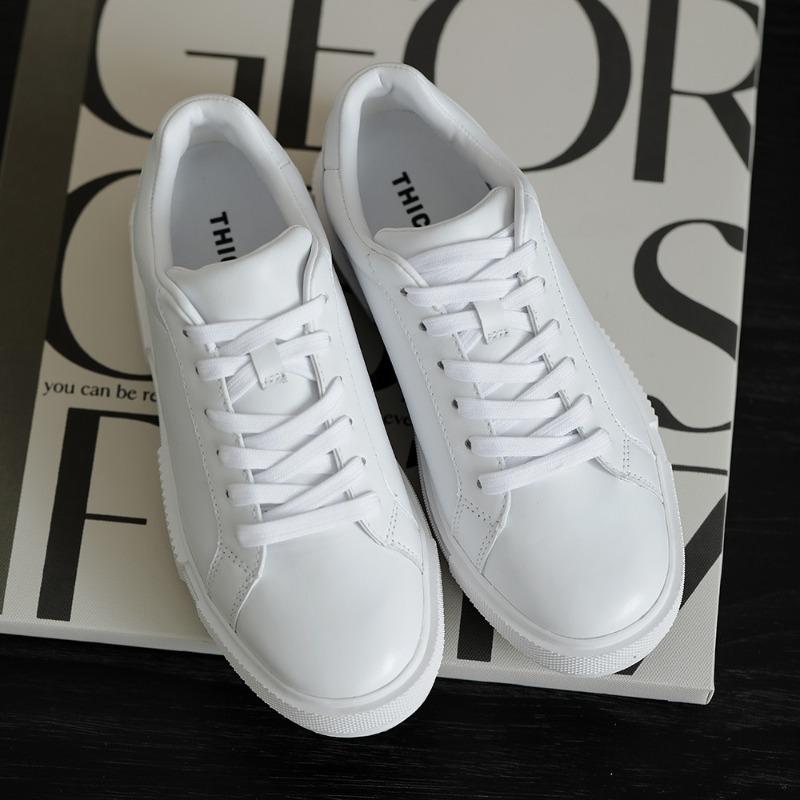 

New high-end leather first-layer cowhide board shoes casual versatile, lightweight and breathable little white shoes men s and women s 35