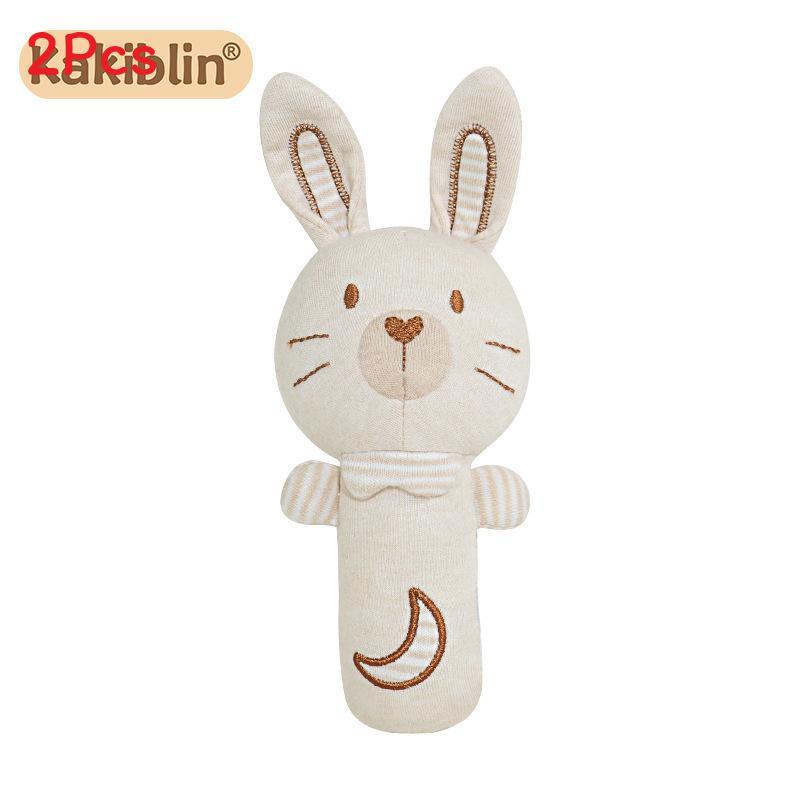 Baby Organic Cotton Rattle Set With Grasping And Soothing Features For Newborns