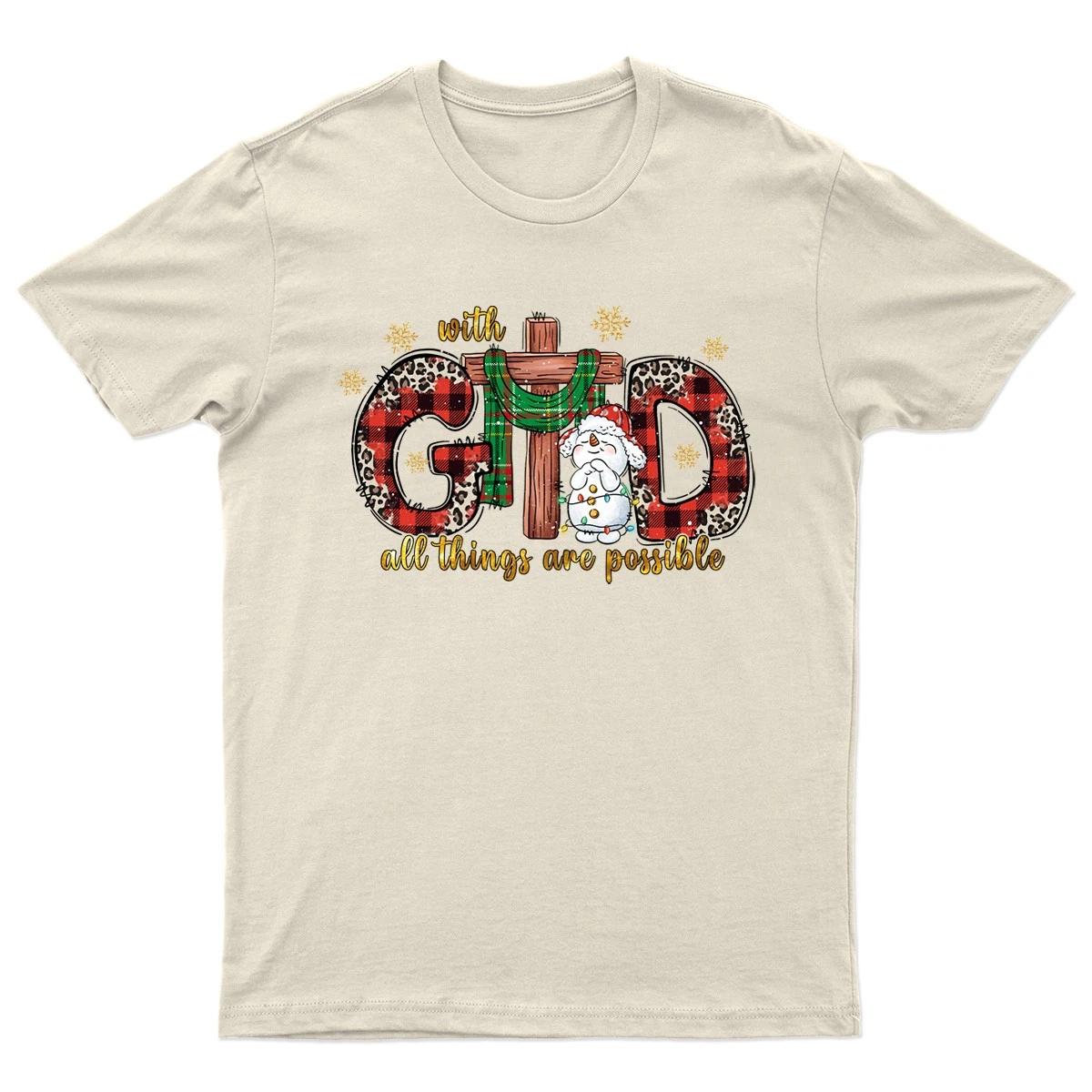 With God All Things T-Shirt Unisex Gift Retro Funny Womens Vintage Mens -a XS