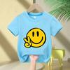Kids Cartoon Smiley Face Print Short-sleeved T-shirt Casual and Versatile Style Suitable for Children's Outings and Daily Wear