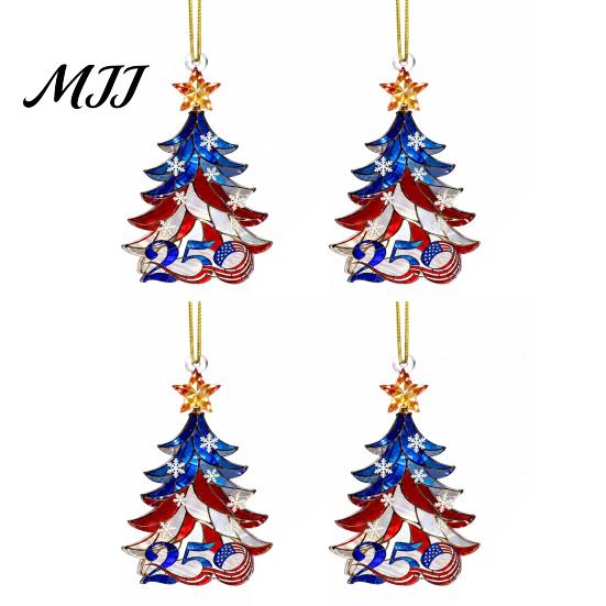 Clear Acrylic Commemorative Art 250 Anniversary USA Christmas Ornament, America Years Patriotic Tree Unique Hanging Accessory Decoration, 1776-2026 2D