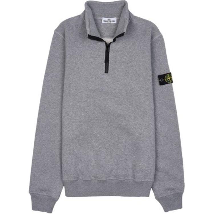 Stone Island Sweatshirt Kids Solid Color Stand Collar Pullover Long Sleeve Kids tops Gray 791661020-V0M64