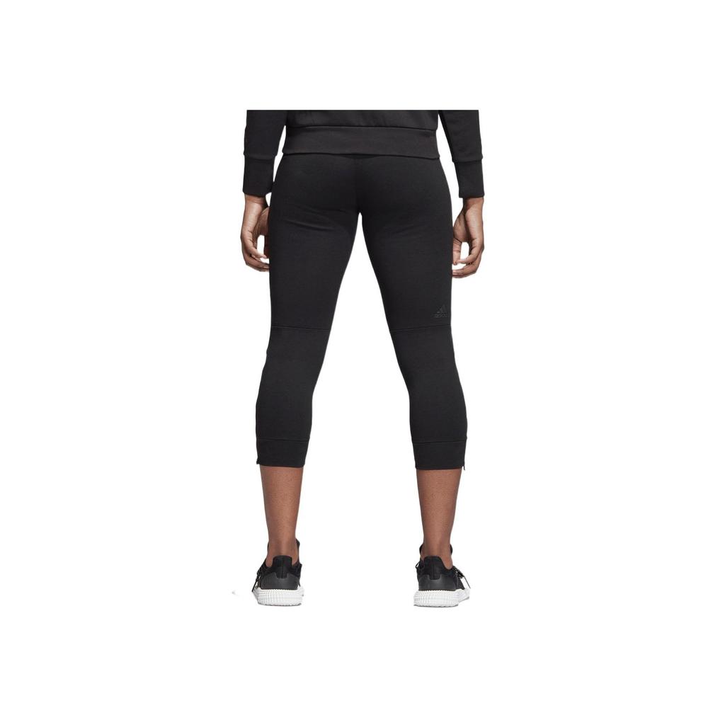 Adidas Solid Color Side Zipper Cropped Sports Pants Women Bottoms Black DM4459