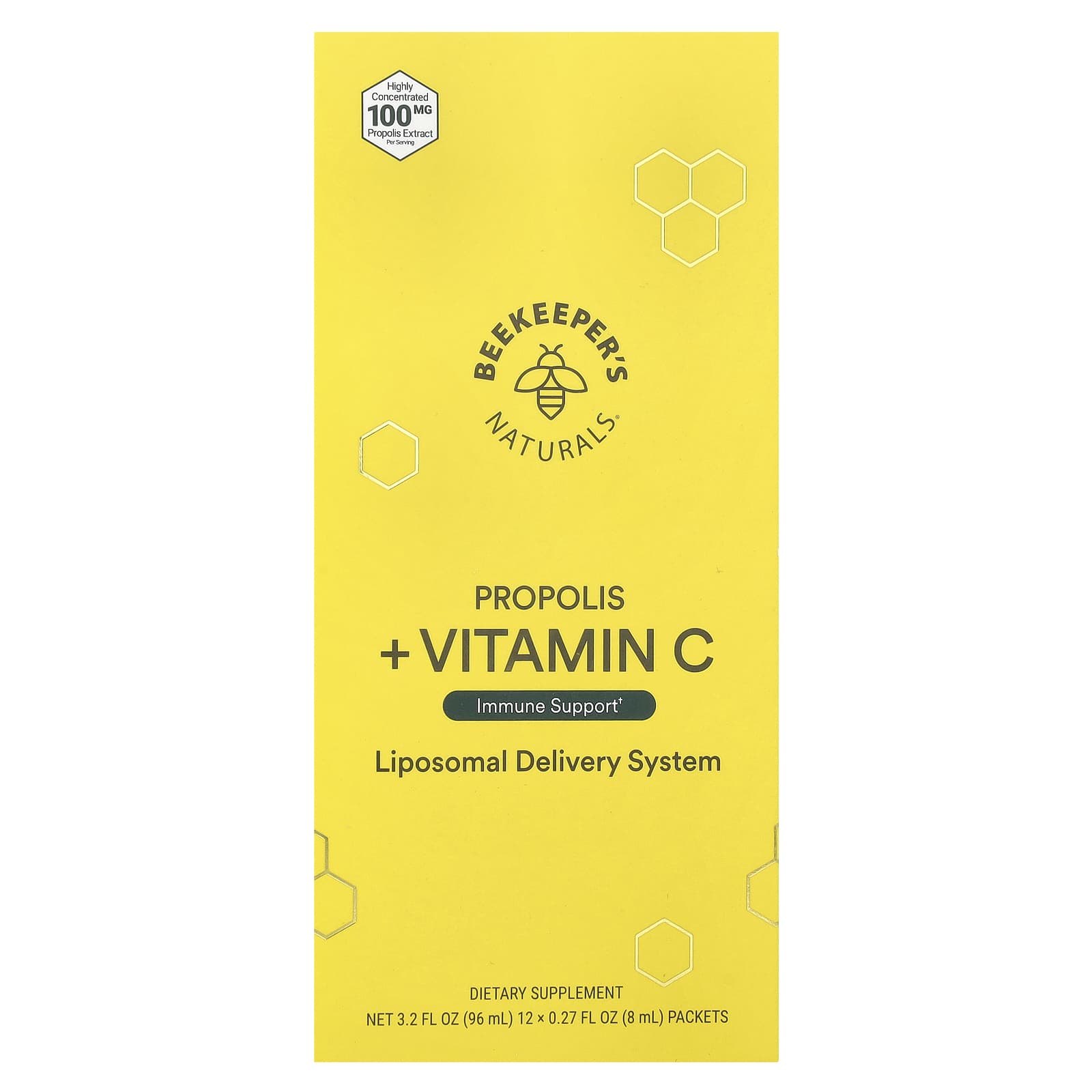 

Beekeeper s Naturals, Прополіс + Вітамін С, 12 упаковок, 8 мл (0,27 рідкої унції) кожен