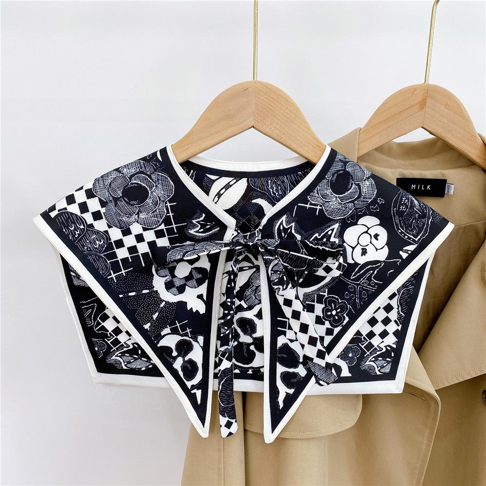 Silk Draped Women's Shoulder Scarf Shawl Collar with Neck Protection & Decorative Knotting