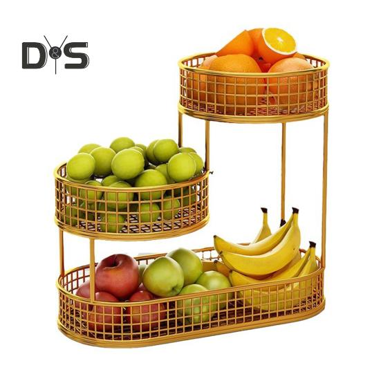 Coș de fructe pentru bucătărie Coș de depozitare cu mai multe niveluri Coș de depozitare cu mai multe niveluri Bol de fructe Organizator de coș din sârmă pentru legume, gustări, cartofi, ceapă