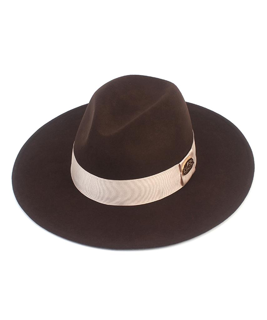 Yunibeosyeolkemiseuteuli Ivory Line Brown Wool Fedora