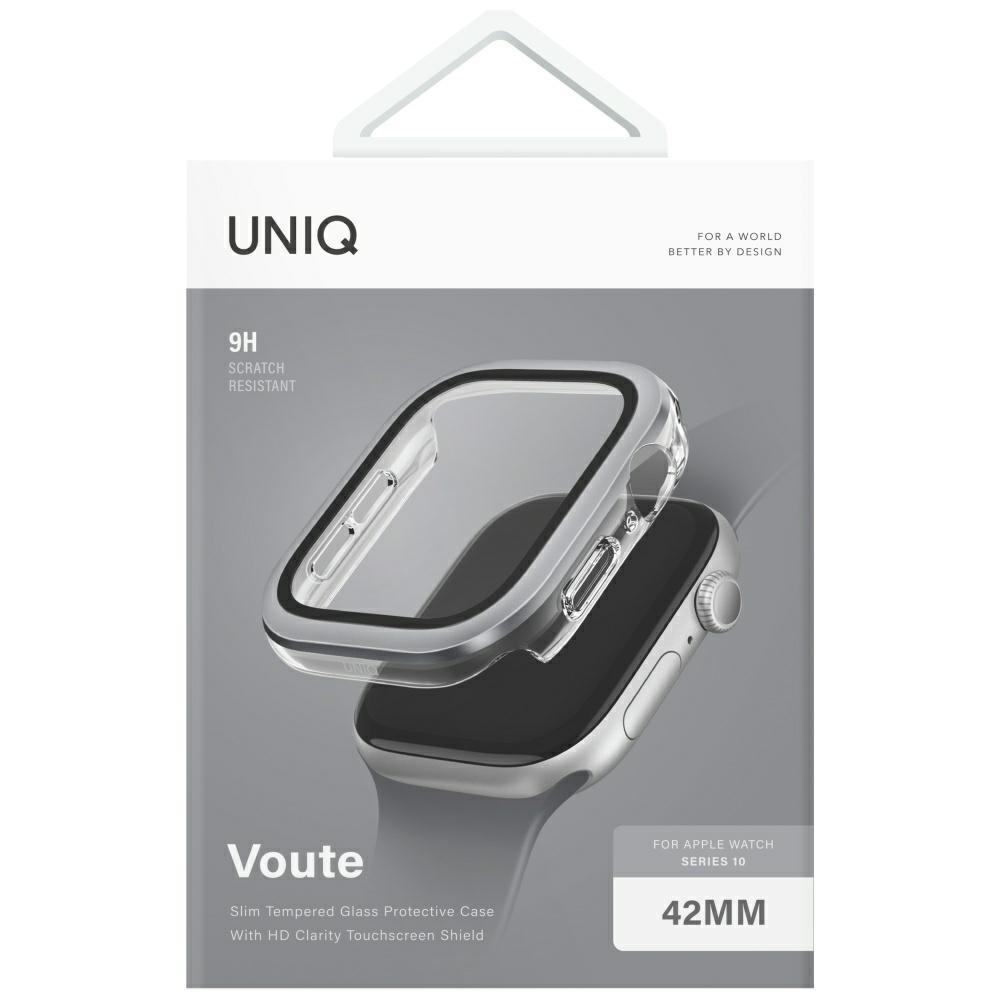 Etui do Apple Watch Series 10 UNIQ Voute Szkło hartowane Srebrny